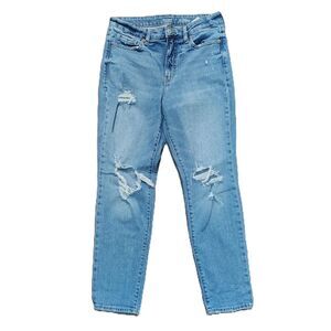OLD NAVY High Rise O.G. Straight Leg Sz 8 Women's Distressed Stretch Jeans